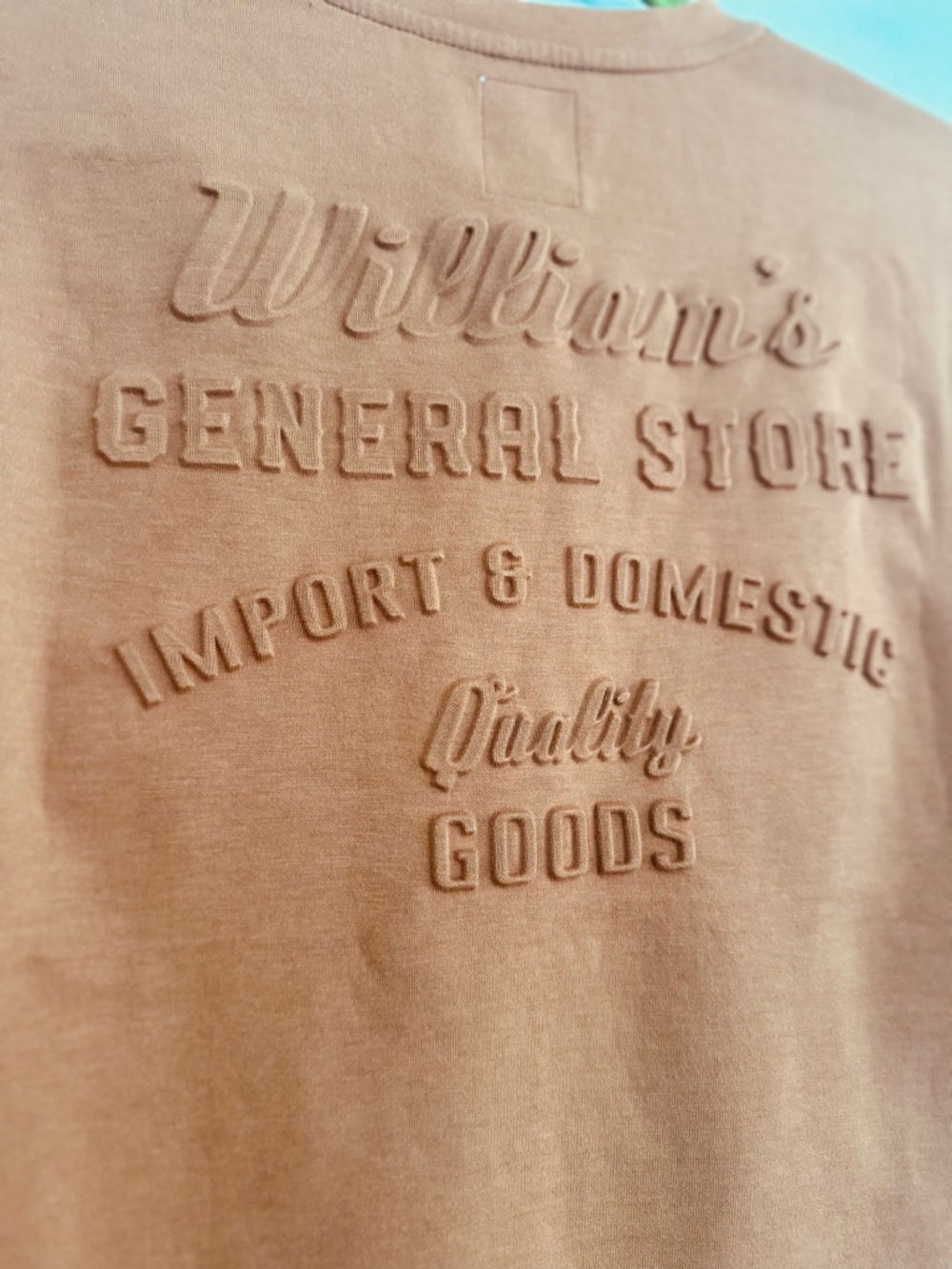 EUC Lark & Owl Brown Boxy Embossed Logo Tee SzL Minimalist Streetwear Earth Tone
